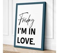 Friday I'm in Love Typography Canvas Wall Art Print 30x20 Inch (76 x 51 cm)