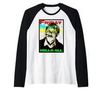 Friday Night Dinner Jim Hello Pop Art Glitch Stencil Retro Raglan Baseball Tee