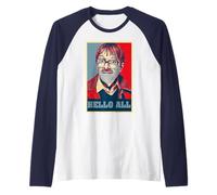 Friday Night Dinner Jim Propaganda Icon Hello All Comedy UK Raglan Baseball Tee