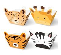 FRIDAY NIGHT Jungle Wild Animal Food Trays Disposable Snack Tray 24 PCS Zoo Theme Serving Boats Safari Party Baby Shower Supplies Decorations