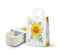 FRIDAY NIGHT Sunflower Candy Bags with Handles Sunflower Themed Party Gift Bag for Thanksgiving Summer Fall Rustic Party Baby Shower Birthday Wedding Bridal Shower Party Supplies(24 Pcs)
