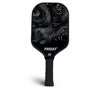 Friday Pickleball Paddle, USA Pickleball Approved, Durable Carbon Fiber, Thermoformed Unibody Design, Honeycomb Core, Gritty Surface for Spin (Blackout, 1 Paddle)