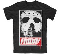 Friday Schwarz Kult Movie Horror Jason Voorhees 13Th Blood Men's T-Shirt Black XL Unisex 100% Cotton Short-Sleeve T-Shirts Black M