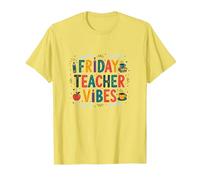 Friday Teacher Vibes: Colorful Education Celebration T-Shirt, Men, Lemon, S