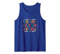 Friday Teacher Vibes: Colorful Education Celebration Tank Top, Men, Royal Blue, XXL