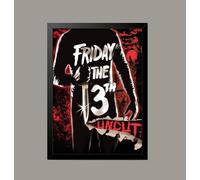 Friday the 13th 1980 Cult Vintage Horror Film Movie Poster Wall Art Print various sizes, Framed or unframed. (A4 Framed - Black Frame)