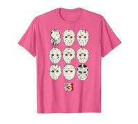 Friday The 13th Jason Masks T-Shirt, Men, Pink Heather, XX-Large