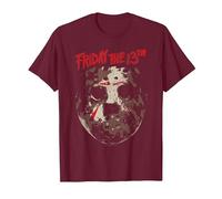 Friday The 13th Jason Rough Mask T-Shirt, Men, Burgundy, Medium