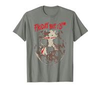 Friday The 13th Jason Rough Mask T-Shirt, Men, Olive Heather, XX-Large