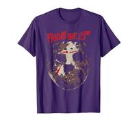 Friday The 13th Jason Rough Mask T-Shirt, Men, Purple, Large