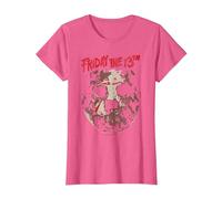 Friday The 13th Jason Rough Mask T-Shirt, Women, Pink Heather, X-Small