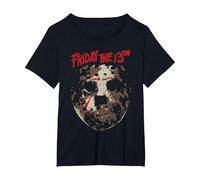 Friday The 13th Jason Rough Mask T-Shirt, Women's Plus, Black, 5X