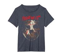 Friday The 13th Jason Rough Mask T-Shirt, Women's Plus, Heather Blue, 4X