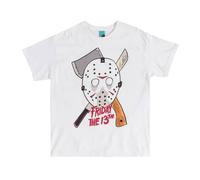 Friday the 13th Men's Hockey Mask T-Shirt in White | Size: Large Friday the 13th White L
