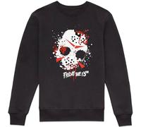 Friday the 13th Official Mask Splatter Sweatshirt in Black | Size: XL Friday the 13th Black XL