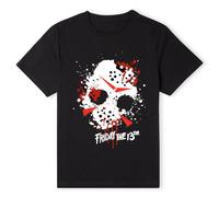 Friday the 13th Official Mask Splatter Unisex T-Shirt in Black | Size: Medium Friday the 13th Black M