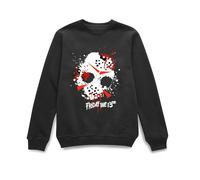 Friday the 13th Official Mask Splatter Women's Sweatshirt in Black | Size: Medium Friday the 13th Black M