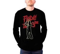 Friday the 13th Officially Licensed Merchandise Jason Voorhees Long Sleeve Tee (Black), X-Large