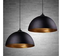 Frideko 2 Pack Lampshades for Ceiling Lights - Industrial Light Shade Ceiling Black Pendant Light Fitting Kitchen Lighting Metal Lampshade for Bedroom Living Room Lounge Hall - E27 Base