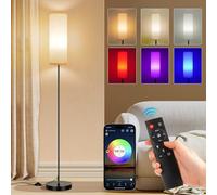 FRIDEKO HOME Floor Lamp,Modern Standing Lamp with RGB Smart LED Bulb & Brightness Dimmable,Standard Lamp with Remote,Tall Lamps for Living Room Bedroom Office,Foot Switch,Beige Lampshade