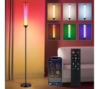 FRIDEKO HOME Floor Lamp, Smart RGBCW LED Color Changing Floor Lamps for Living Room & Gaming Decor, Standing Lamp with App & Remote Control, Tall Corner Lamp for Bedroom Party,12W 1500LM, Black