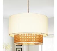 FRIDEKO HOME Lamp Shade - Modern 2 Tier Lampshades for Ceiling Lights,Cream Lamp Shades with Rattan,Pendant Light Shade for Bedroom,Living Room,Hallway and Kitchen
