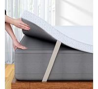 FRIDEKO King Memory Foam Mattress Topper, Mattress Topper Kingsize with High-Density Foam, Washable & Removable Zipped Cover, Elasticized Corner Straps for Back Pain Relief (150x200x7cm)