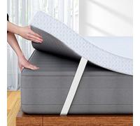 FRIDEKO King Memory Foam Mattress Topper, Mattress Topper Kingsize with High-Density Foam, Washable & Removable Zipped Cover, Elasticized Corner Straps for Back Pain Relief (150x200x11cm)