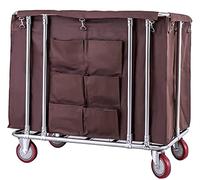 frides Laundry Cart with Wheels, 400L Commercial Heavy Duty Laundry Cart with Removable Liner Bag 150KG Weight Capacity Large Industrial Rolling Basket (Color : Brown)