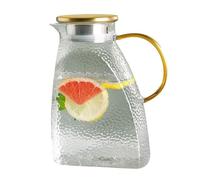 Fridge - 1.8L Fridge Glass Pitcher with Stainless Steel Lid | Cold Water Glass Jug with Lid, Borosilicate Glass Water Carafe for Drinks, Coffee, Juice, Homemade