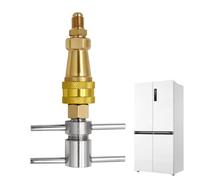 Fridge Coupling Adapter, Brass Quick Connector, 1/4 Inch Washer Fitting, for Refrigerator Air Conditioner Repair Maintenance Unclogging Tools Parts Plumbing Refrigeration Accessory Kit