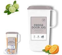 Fridge Door Jug - 1800L, L24 x W15.5 x D9cm Translucent White with Removable Natural Lid | Includes Pouring Spout and Measurement Guide | BPA-Free Plastic, Dishwasher Safe, Leak Proof