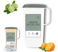 Fridge Door Jug - 1800L, L24 x W15.5 x D9cm Translucent White with Removable Sage Lid | Includes Pouring Spout and Measurement Guide | BPA-Free Plastic, Dishwasher Safe, Leak Proof