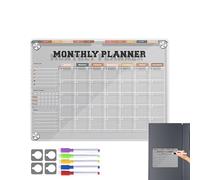 Fridge Dry Erase Board - Glass Marker Pad, Writable Refrigerator Sheet | Compact Weekly Schedule with Magnetic Feature, Versatile Erasable Surfaces for Kitchen Planning, Stylish Clear Supporting Meal