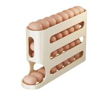 Fridge Egg Box, 33x18x7cm Automatic Zipper Egg Box, Egg Holder for Fridge, Capacity 30, Plastic Egg Organizer for Refrigerator, 4 Tier Egg Storage Rack