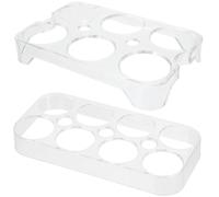 Fridge Egg Storage Organizer Plastic Tray 2pcs Multi-grid Holder | Universal Fit for Kitchen Use, Space-saving Design, Keeps Fridge Organized with Clean Contemporary Styling