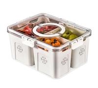 Fridge Food Storage Containers with Lids, Large Capacity Fridge Containers, Drainable Container with 3 Removable Colanders, Airtight Food Containers for Salads, Vegetables,Berries,Snacks,Nuts,Candies