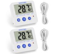 Fridge Freezer Thermometer Max/Min Memory GXSTWU High & Low Temperature Alarms Settings with LED Indicator Digital Refrigerator Thermometer with Magnetic,Stander White 2pack