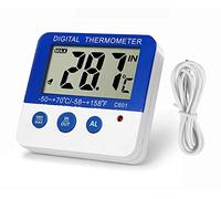 Fridge Freezer Thermometer Max/Min Memory LXSZRPH High & Low Temperature Alarms Settings with LED Indicator Digital Refrigeration Thermometer with Magnetic,Stander (1pack)