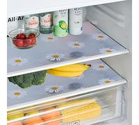 Fridge Liners,8 Pcs Daisy Fridge Shelf Liners Refrigerator Mats Drawer Liners Waterproof Anti-Fouling Anti-Bacterial Kitchen Cupboard Liner Non-Slip, 45 * 30cm (8 Pieces)