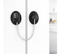 Fridge Lock, No Drilling Child Safety Cabinet Locks, 4-Digit Password Refrigerator Lock for Adults Suitable Freezer Door File Drawer Cabinet Cupboard Windows ( Black, 7.4in)