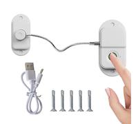 Fridge Lock with Fingerprint - Child Lock No Drilling Required Cabinet Lock Baby, Window Lock Children, USB Charging - Biometric Safety Lock with Quick Unlock (White)