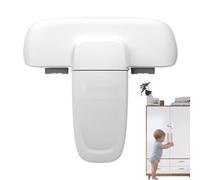 Fridge Locks Kids, Locking Latches Babyproofing Appliances, 10/10/2 Inches, Child Safety Lock, Strong Adhesive Double Latch Design for Oven, Cupboard Protection, White and Gray