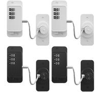 Fridge Locks, Self-Adhesive Window Restrictor with Password, No-Drilling Door Safety Lock for Freezer Cabinet Drawer Cupboard Window (Black/White, 4 Pack)