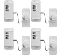 Fridge Locks, Self-Adhesive Window Restrictor with Password, No-Drilling Door Safety Lock for Freezer Cabinet Drawer Cupboard Window (White, 4 Pack)