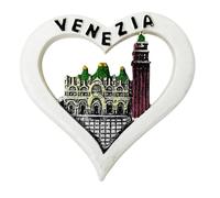 Fridge Magnet 3D Resin City Venice Italy with Heart Souvenir Gift Home Kitchen Collectible 8 x 6.5 cm