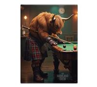 Fridge Magnet (65 x 90 mm) - The Highland Crew - Bull playing Snooker