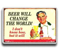 FRIDGE MAGNET BEER,Beer will save the world, Retro Funny Beer Magnet! JUMBO SIZE
