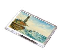 FRIDGE MAGNET - Blackpool. A Rough Sea from North Pier - Vintage Art Style