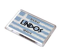 FRIDGE MAGNET - Lindos - Rhodes - Greece Flag